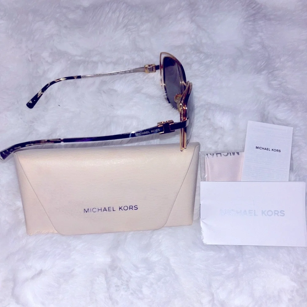 Michael Kors Black and Gold Sunglasses with Aviator Lenses